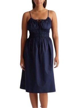 Quince Midi Dress Navy Blue XS NWT